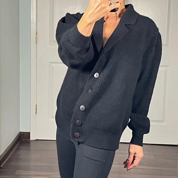 Richard and Company Vintage puff sleeves lambswool blend cardigan size M - Picture 2 of 10